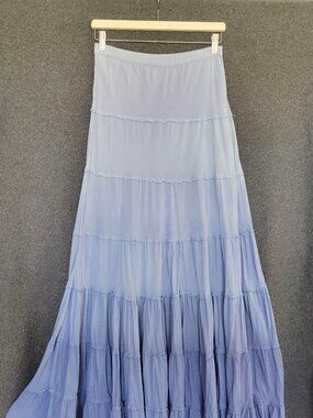 VTG Denim & Supply Ralph Lauren Tiered Blue Ombre Maxi Skirt Cotton 26  Modest